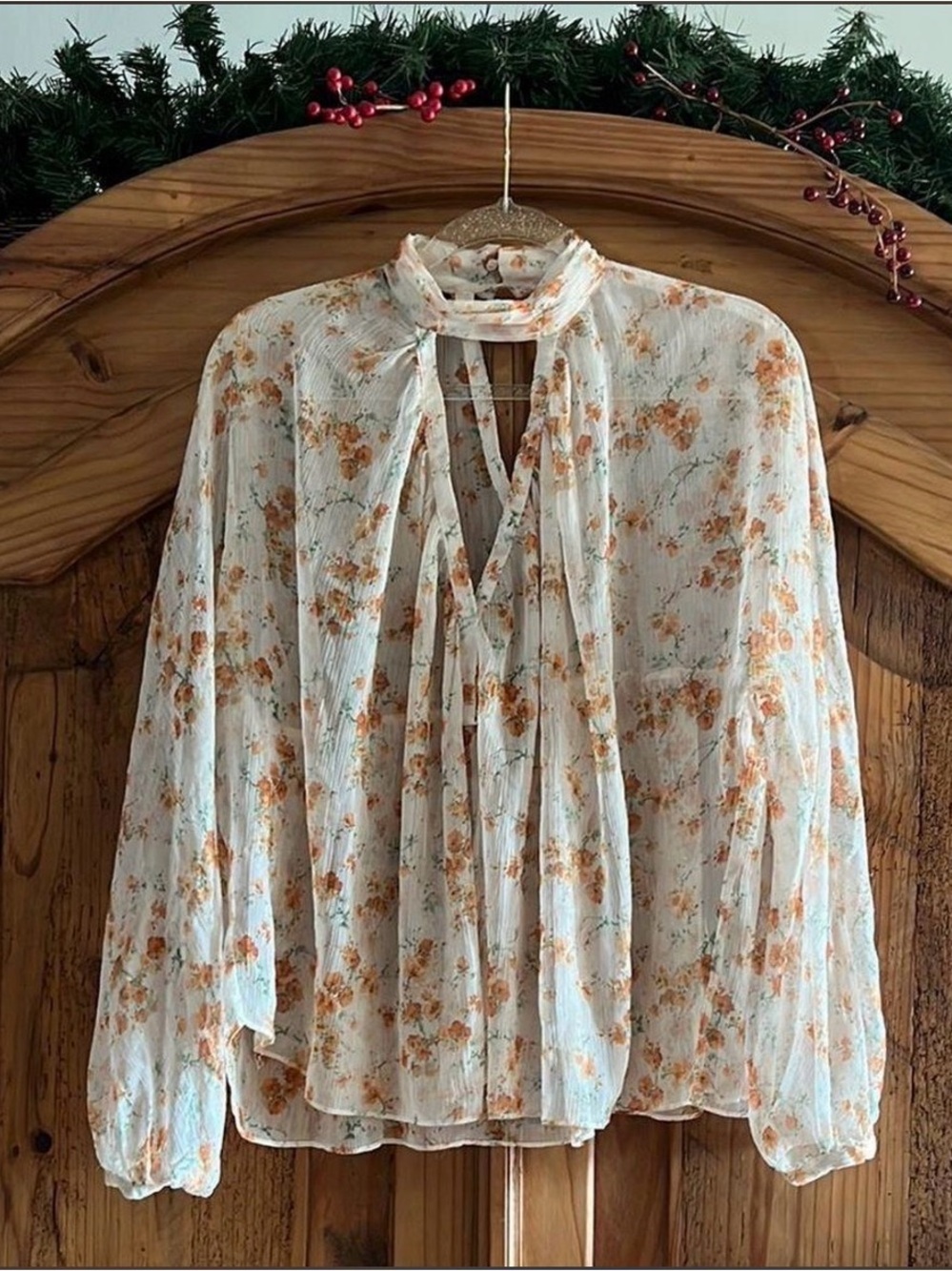 Zara Ethereal Flowy Floral Print Blouse